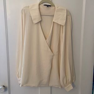 Cream long sleeve collar top ASOS curve